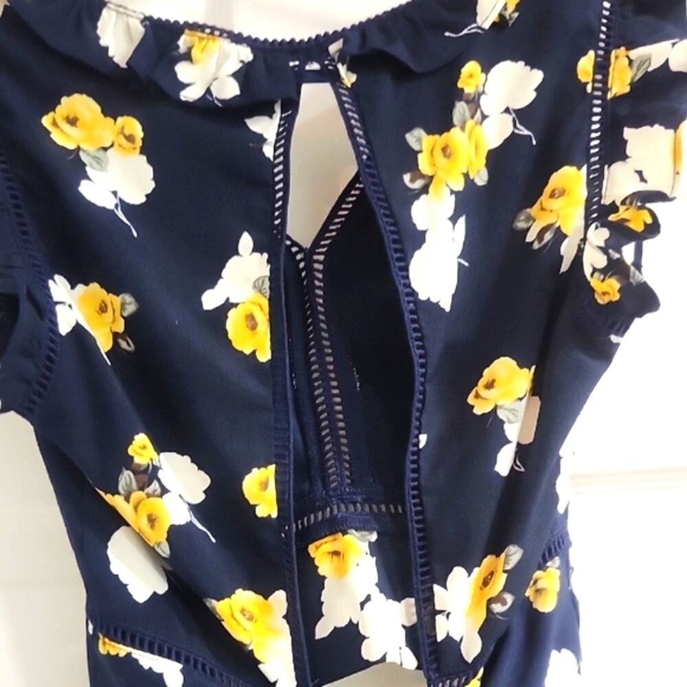 J.O.A. Navy Floral Tie-Front Top - Picture 8 of 12
